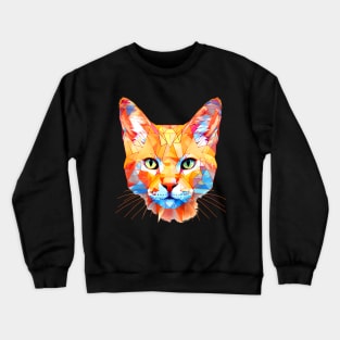 Geometric Cat No. 2: Dark Background (on a no fill background) Crewneck Sweatshirt